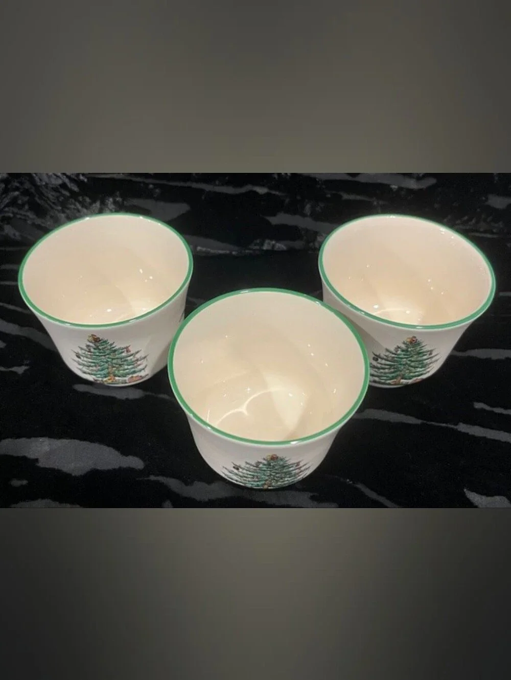Set Of 3 Vintage Spode Christmas Tree Votive Holders Made In England EUC